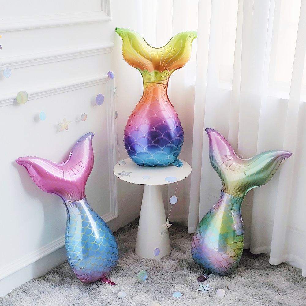 20pcs/set Aluminum Foil Fish Tail, Shell, Mermaid & Latex Balloons